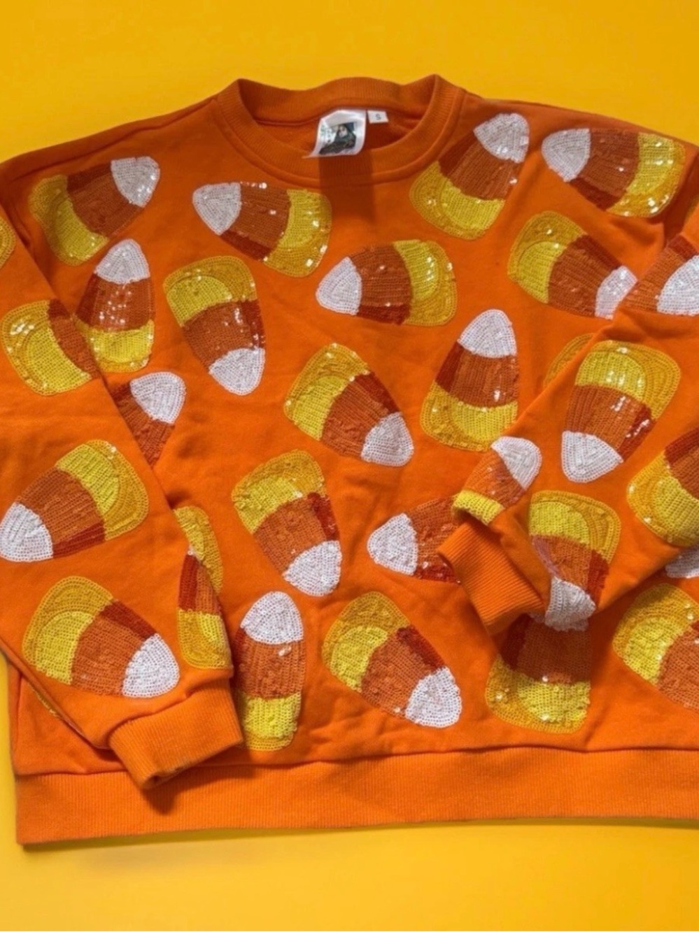 🎃Queen Of Sparkles GIRLS’ S Candy Corn Sweatshirt EUC